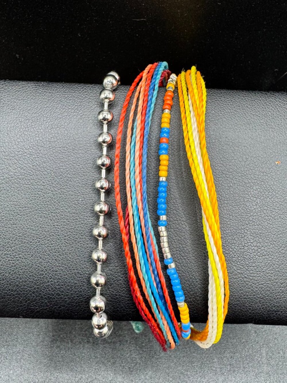 Pura Vida Bright Rainbow & Silver Beaded Festival Boho Waterproof Bracelet Stack